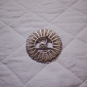 Vintage Sterling Silver Llama Filagree Brooch Pin